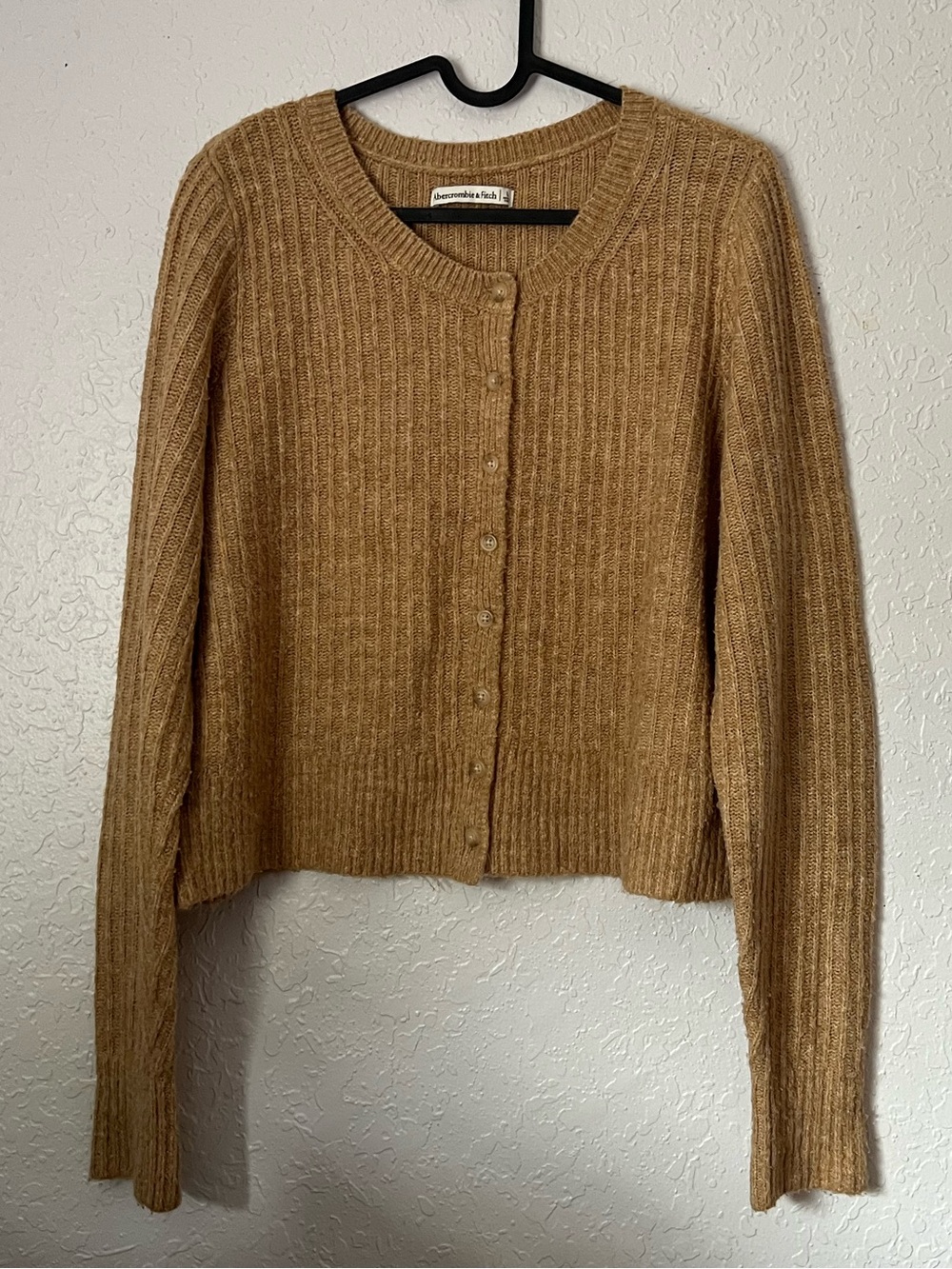 Abercrombie & Fitch Ribbed Button-Front Cardigan - Camel Brown